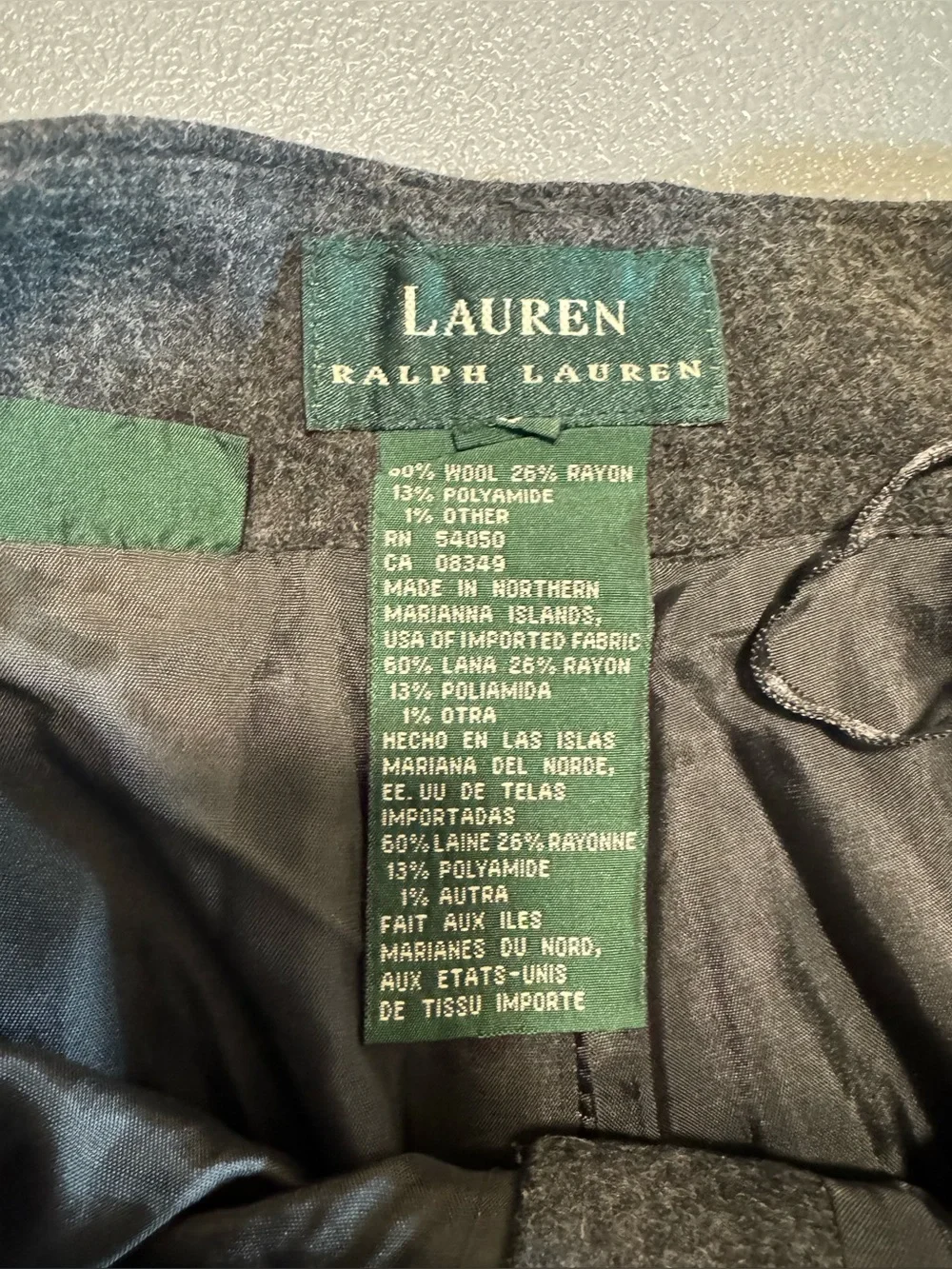 Lauren Ralph Lauren Gray Wool Wide Leg Lined Trousers Pants size 8